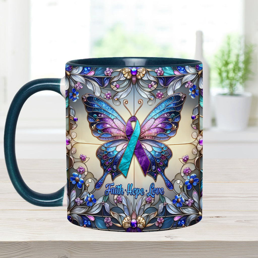 Glaube, Hoffnung, Liebe – Personalisierte Tasse mit Akzent zur Suizidprävention