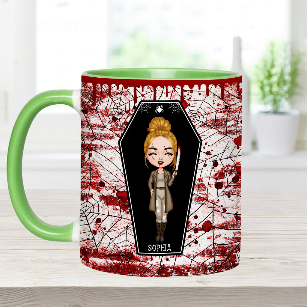 Sommerliche Sommerzeit naht, jetzt ist die Zeit der gruseligen Zicken! - Personalisierte Tasse mit Akzent