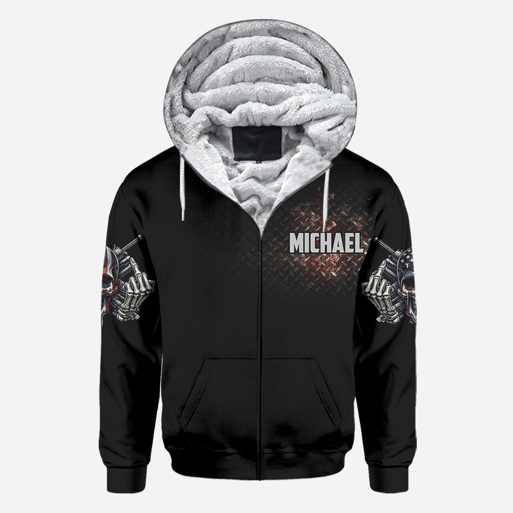 Amerikanische Flagge mit Skelett – Personalisiertes Totenkopf-Shirt