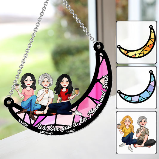 Ich liebe dich bis zum Mond und zurück – Personalisierter Fensterhänger für Mutter 