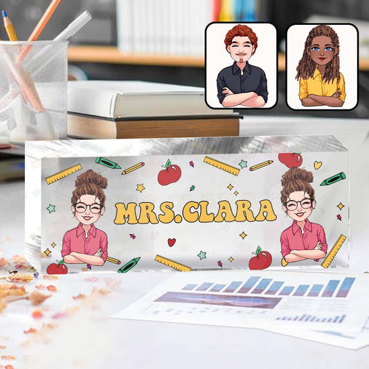 Teacher Desk Name Plate - Personalized Teacher Custom Shaped Acrylic Plaque