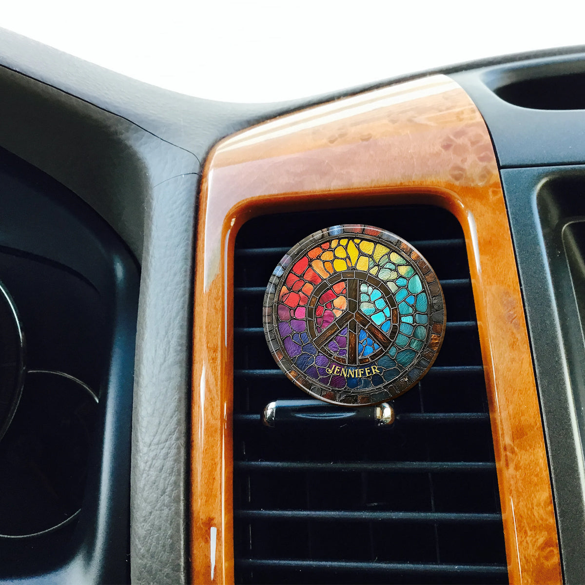 Hippie Soul – Personalisierter Auto-Sonnenblendenclip in Hippie-Form