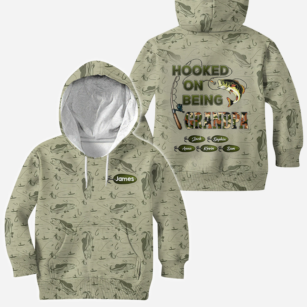 Hooked On Being Dad/ Grandpa... - Personalized Fishing All Over Shirt