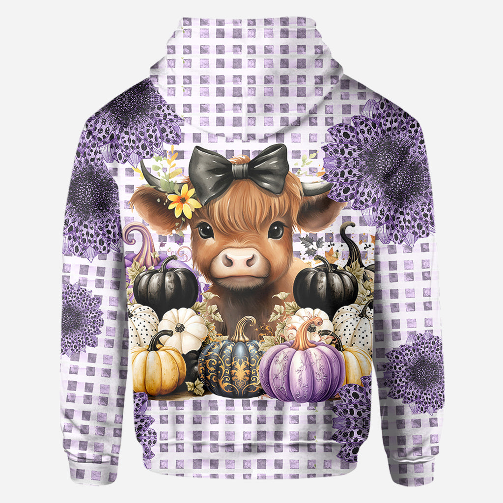 Cute Baby Highland Cow Fall Pumpkins - Personalized All Over Shirt