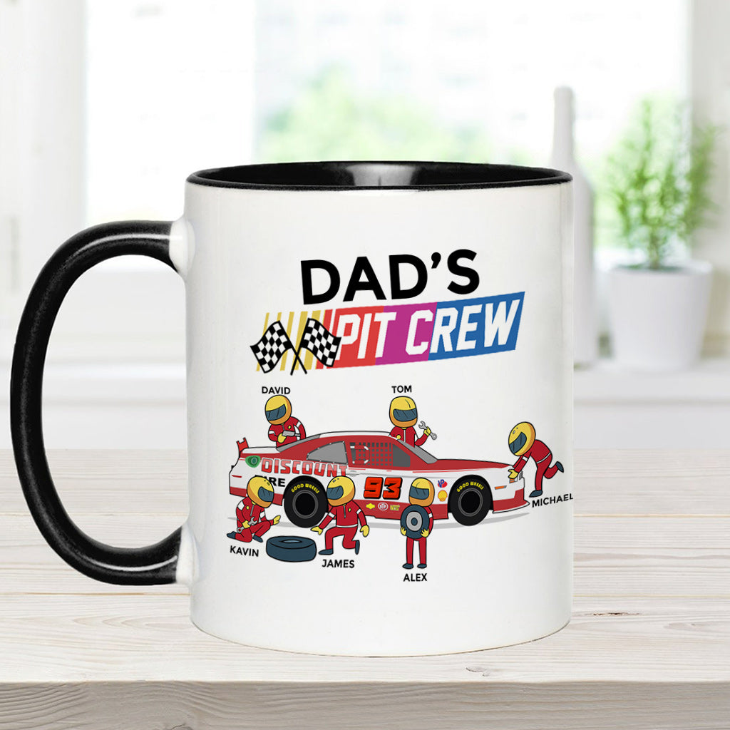 Dad's Pit Crew - Personalized Racing Accent Mug