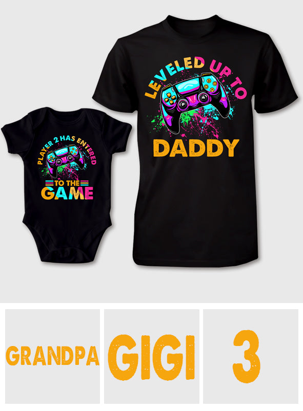 Werde zum Papa-Opa... - Personalisiertes Videospiel-T-Shirt und Babybody