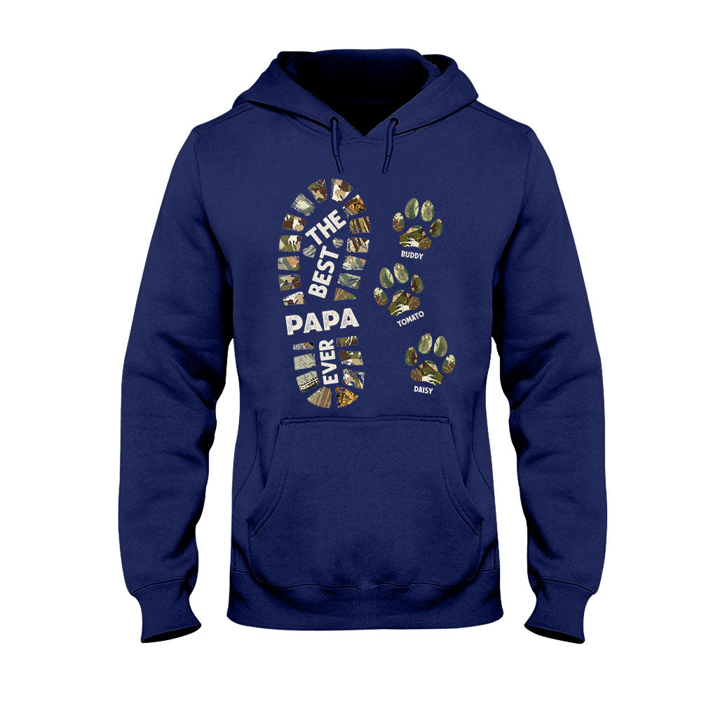 Papa-Pfotenabdrücke – Personalisiertes Vater-T-Shirt und Hoodie