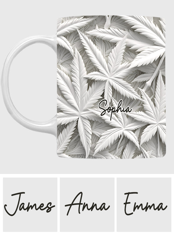 White Leaves - Personalized Weed Mug