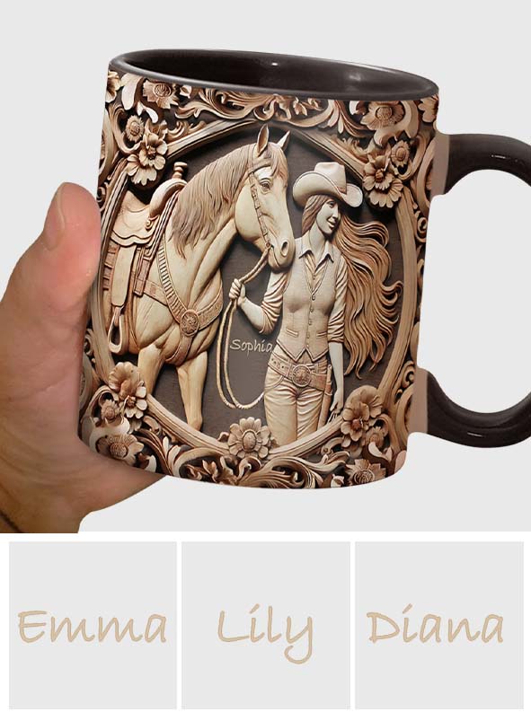 Ein Mädchen und ihr Pferd – Personalisierte Tasse mit Pferdemotiv