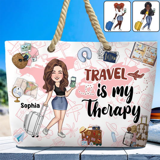 Reisen ist meine Therapie – Personalisierte Reise-Strandtasche