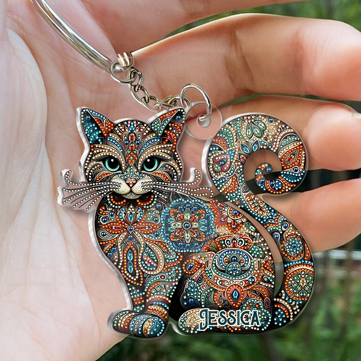 Beautiful Cat - Personalized Cat Custom Shaped Keychain