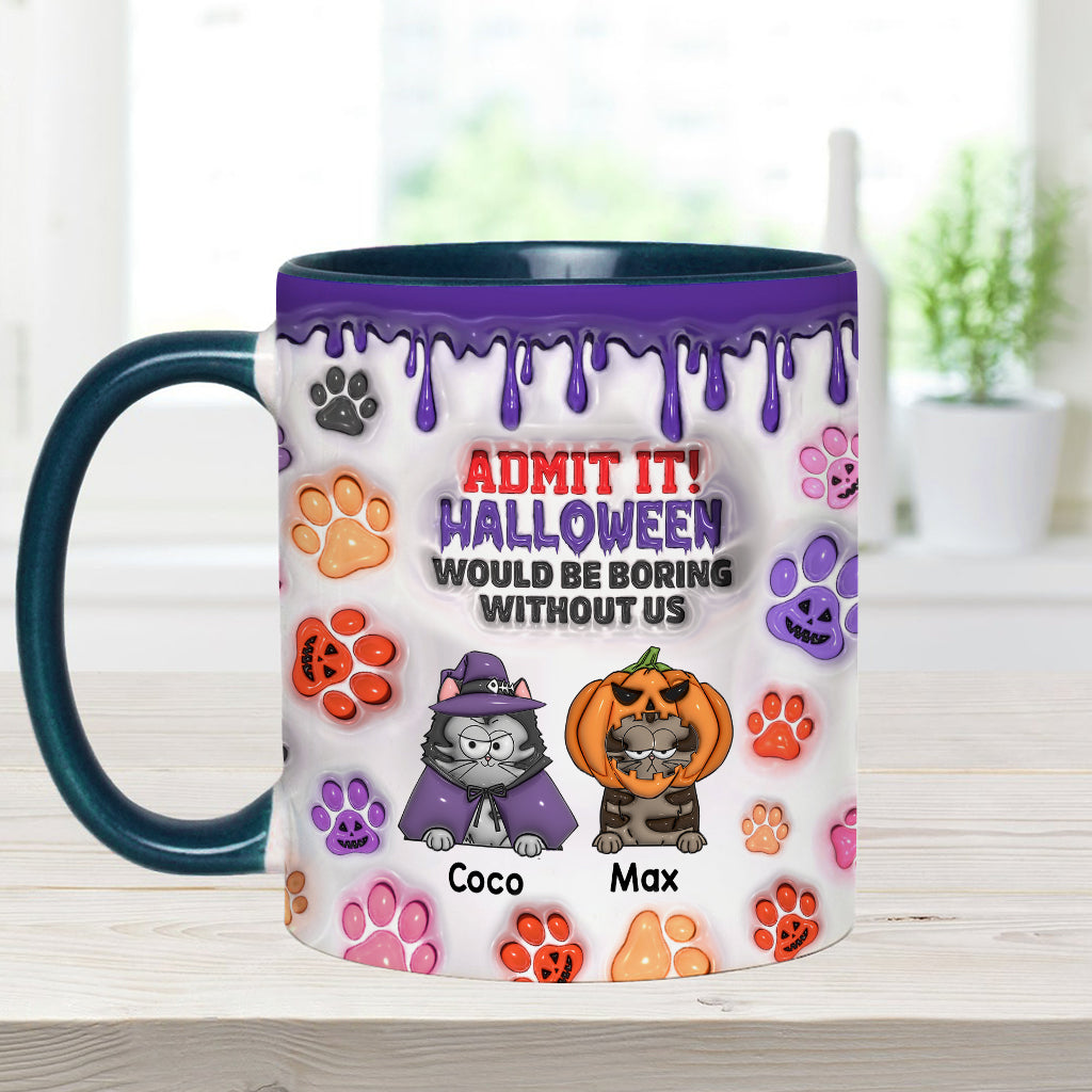 Halloween wäre ohne mich langweilig – personalisierte Tasse mit Katzenmotiv