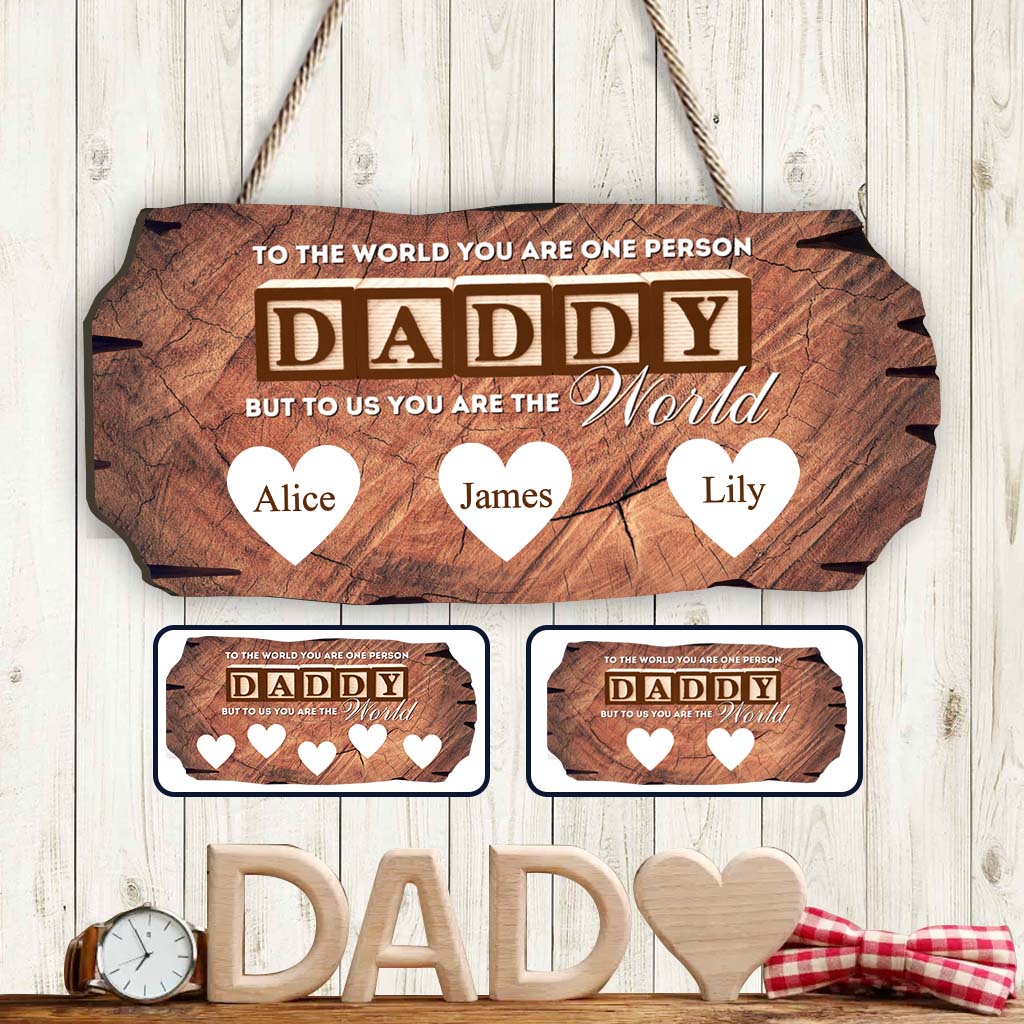 Du bist die Welt – Personalisiertes Vater-Holzschild in individueller Form
