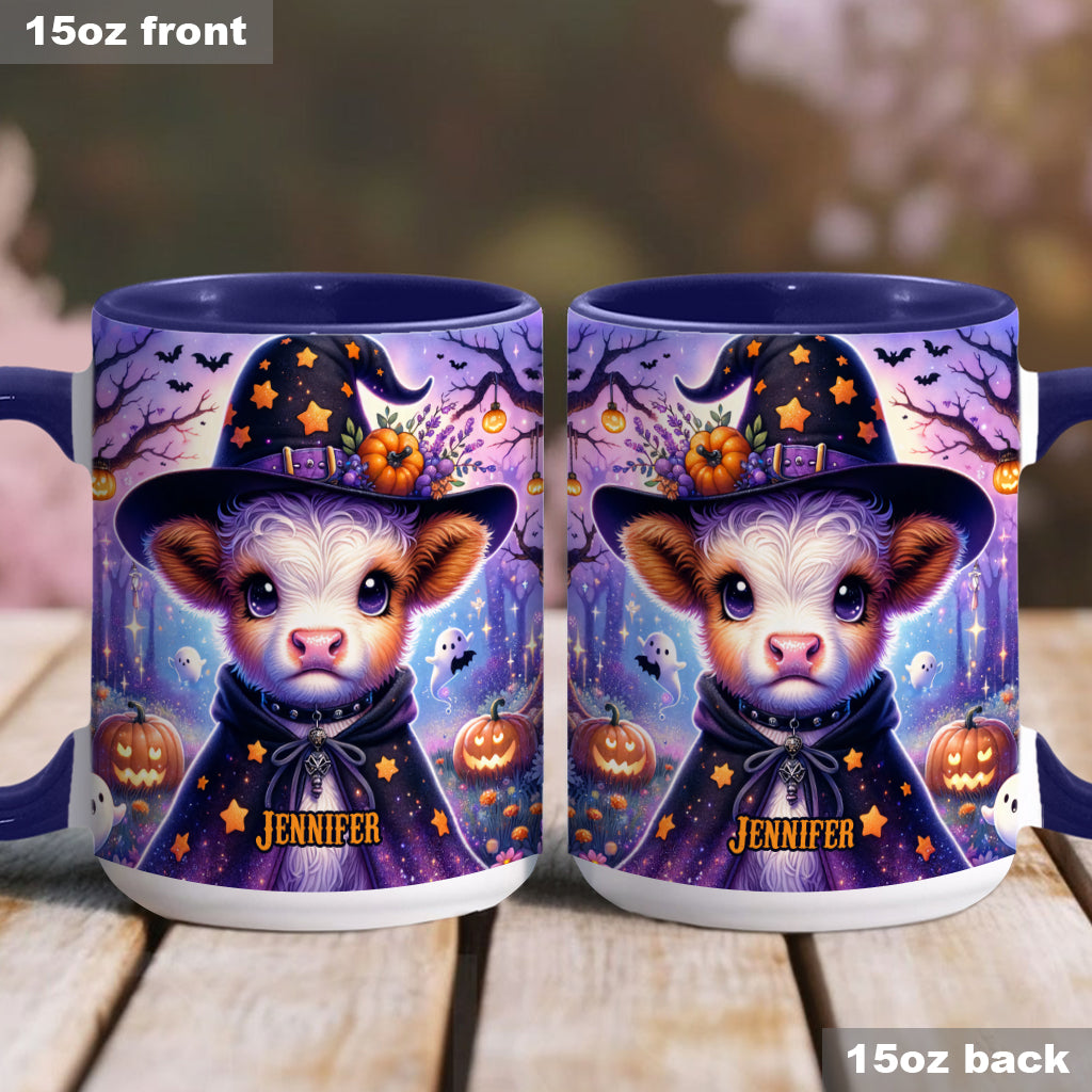 Baby Highland Cow Witch Halloween - Personalisierter Akzentbecher