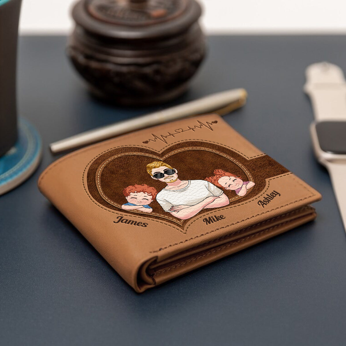 Der beste Papa aller Zeiten – Personalisierte Ledergeldbörse für Väter