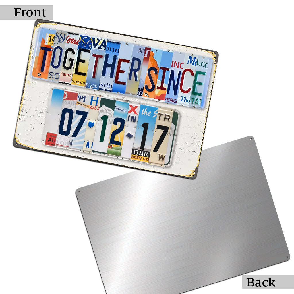 Zusammen seit - Personalisiertes Metallschild für Paare