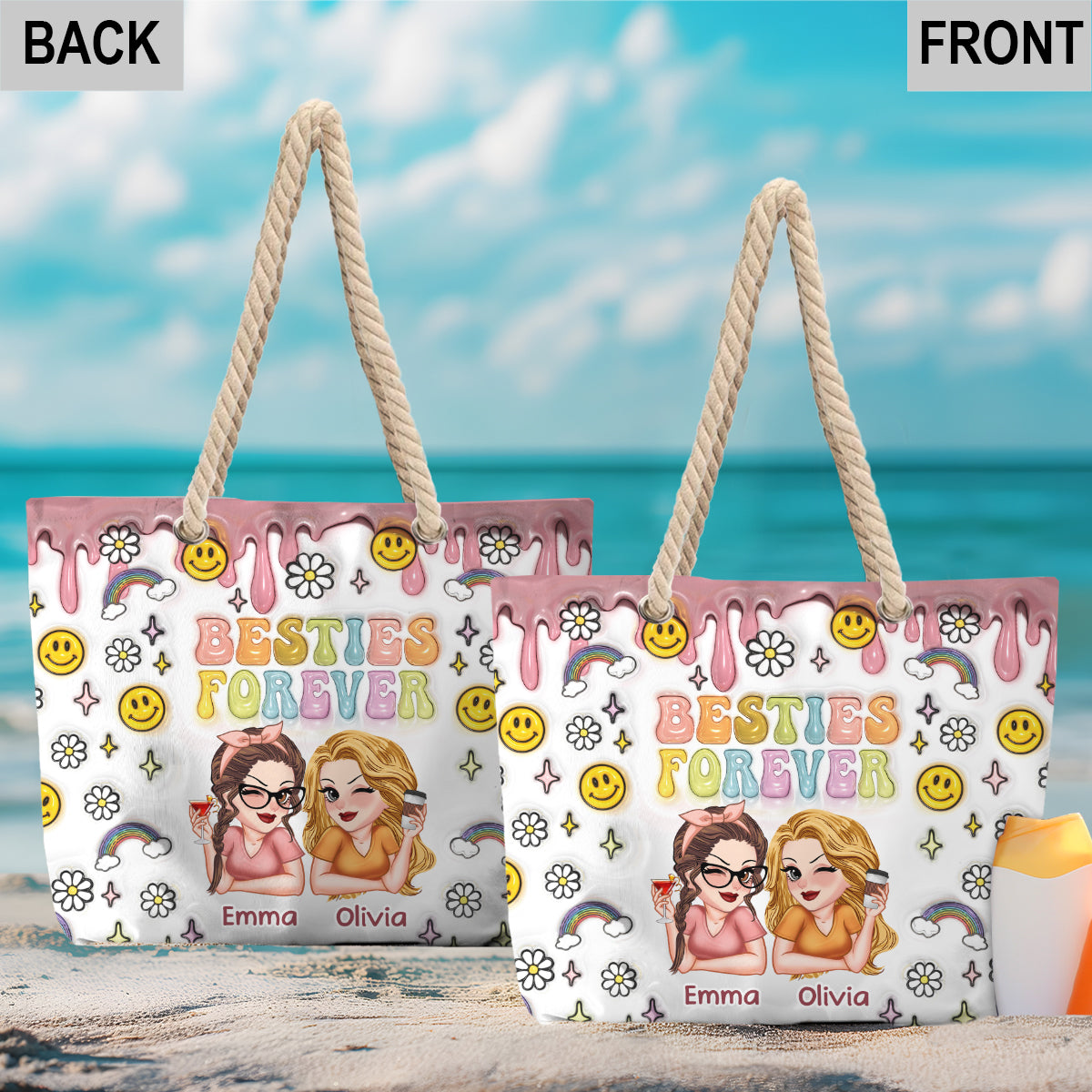 Für immer beste Freundinnen – Personalisierte Strandtasche für beste Freundinnen