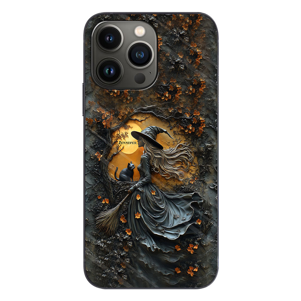 Wunderschöne Hexe & ihre schwarze Katze – personalisierte Hexen-Handyhülle