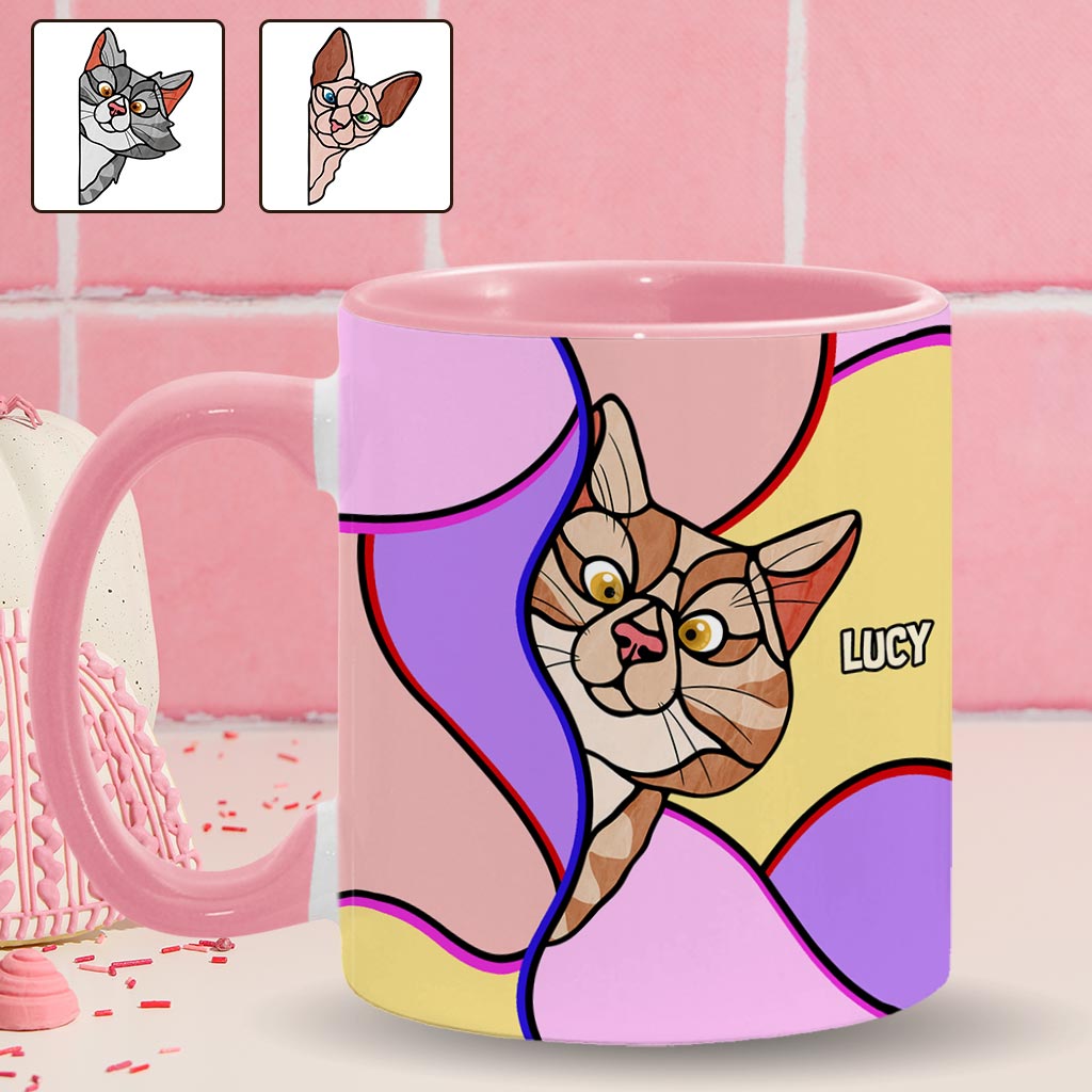 Peeking Cats - Personalized Cat Accent Mug
