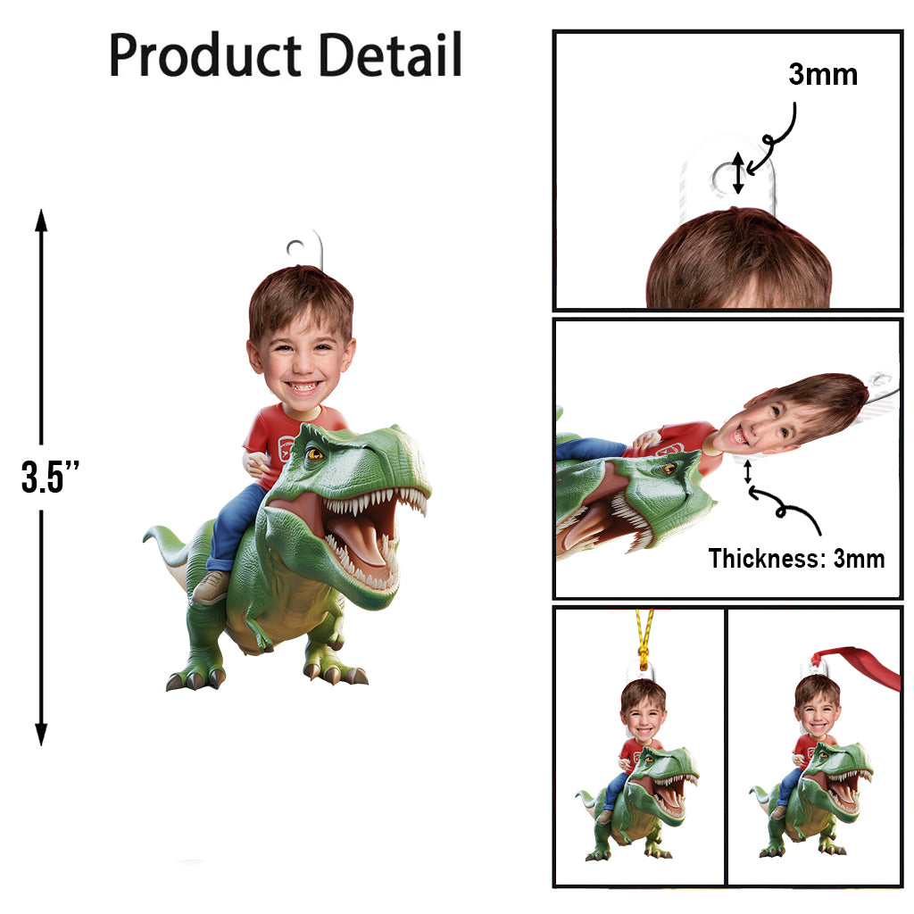 Dinosaurier - Personalisierter, individuell geformter Kinder-Weihnachtsbaumschmuck