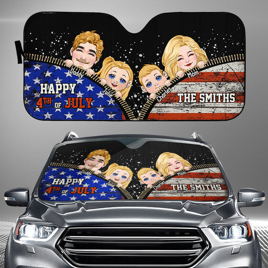 Lustiger Familientag zum Unabhängigkeitstag – Personalisierter Sonnenschutz fürs Auto
