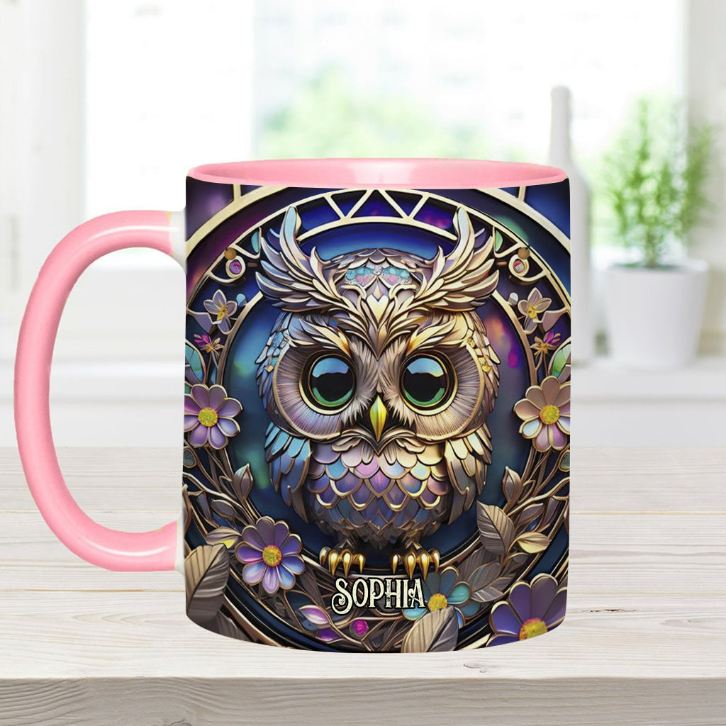 Colorful Owl - Personalized Owl Accent Mug