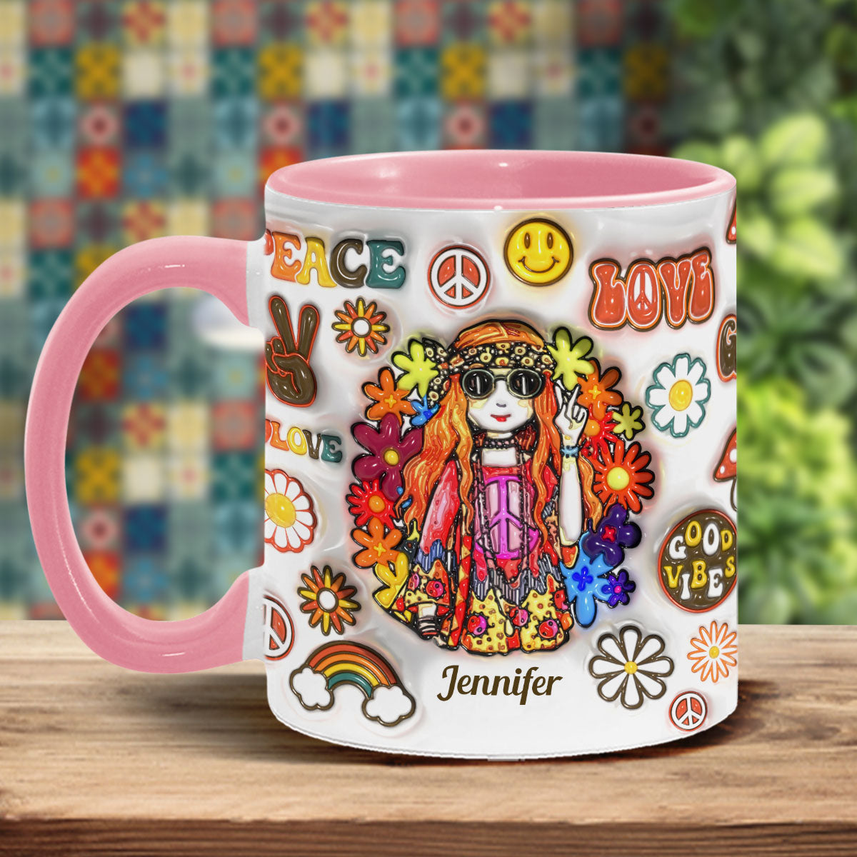 Personalisierte Hippie-Tasse für Frauen: Alte Hippies sterben nicht und verwandeln sich in verrückte Omas