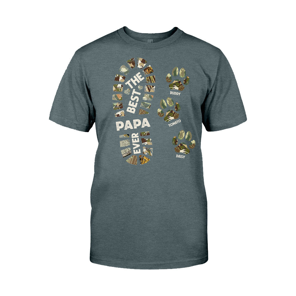 Papa-Pfotenabdrücke – Personalisiertes Vater-T-Shirt und Hoodie