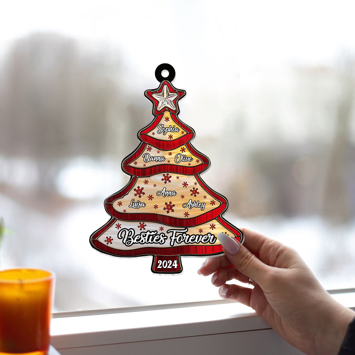 Für immer beste Freundinnen – Personalisierter Fensterhänger mit Sonnenfänger-Dekoration für beste Freundinnen 