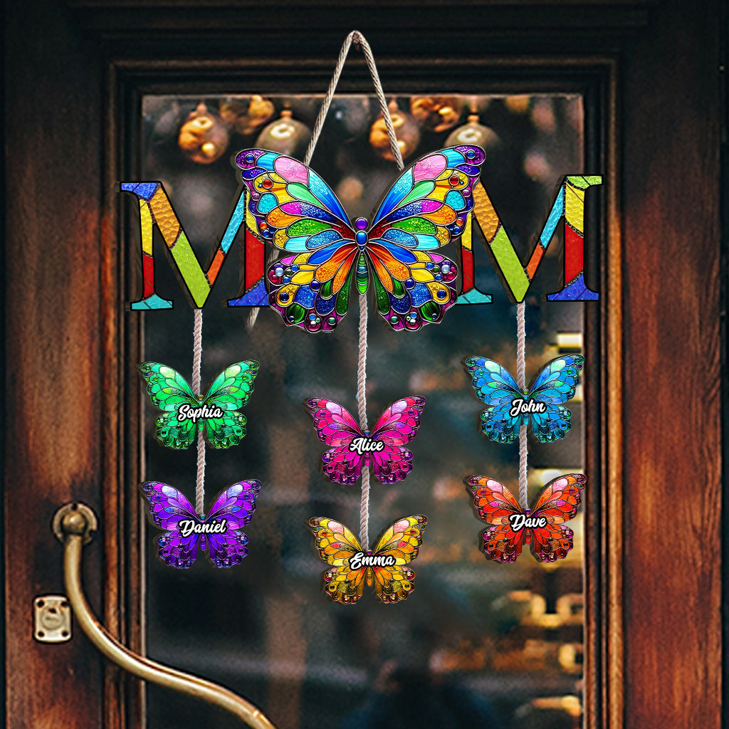Wunderschöne Schmetterlingsmama - Personalisiertes Mutter-Schild aus Palettenholz