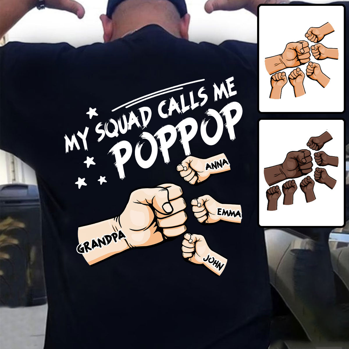 Meine Freunde nennen mich Poppop – Personalisiertes Opa-T-Shirt und Hoodie