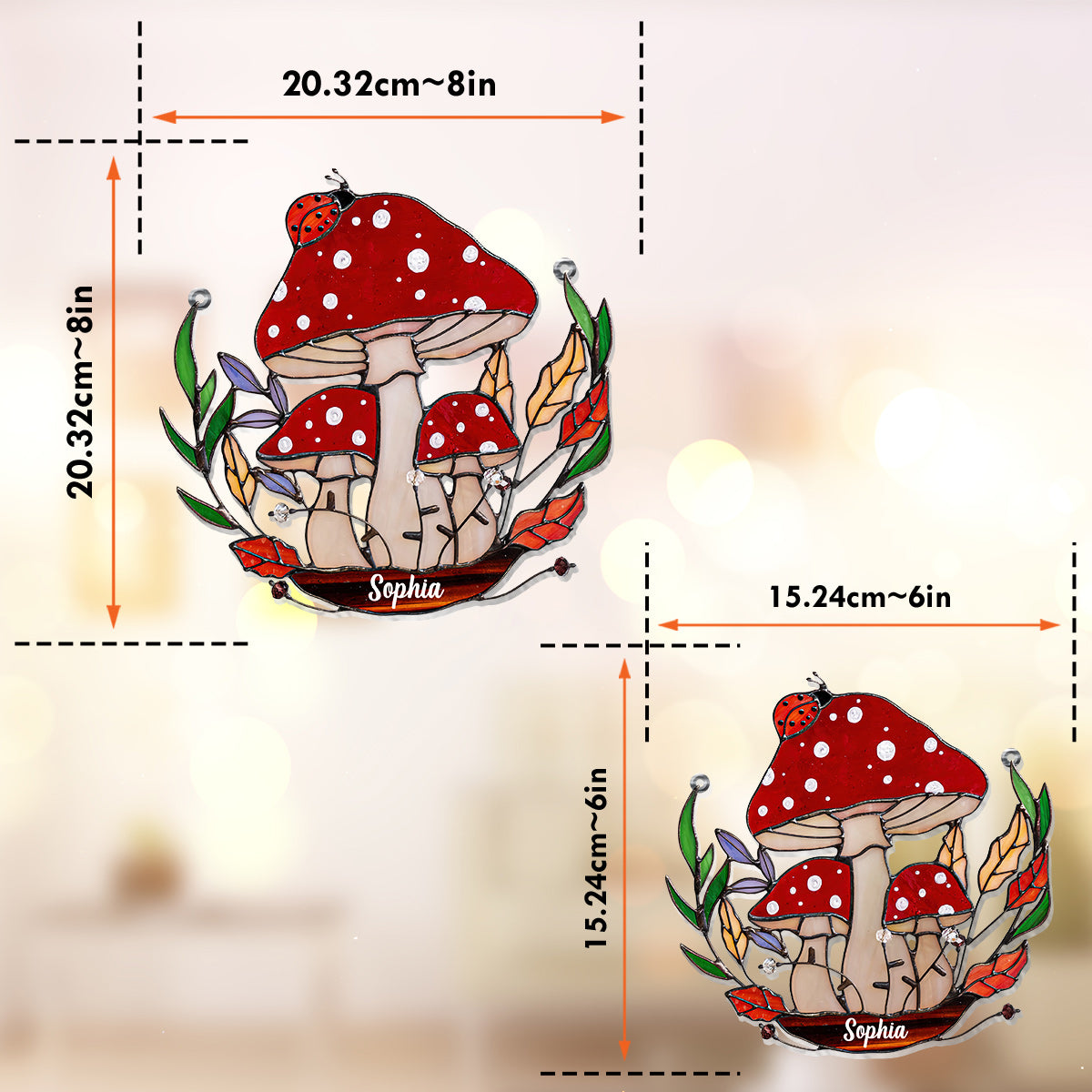 Der kleine Pilzgarten – Personalisierter Pilz-Fensterhänger als Sonnenfänger 