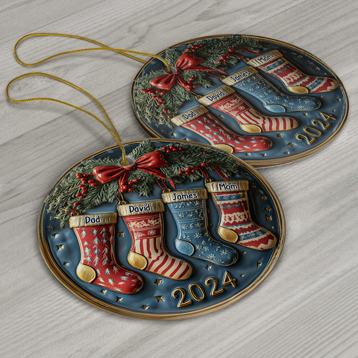 Familiensocken – Personalisierter Keramikkreis als Familienornament