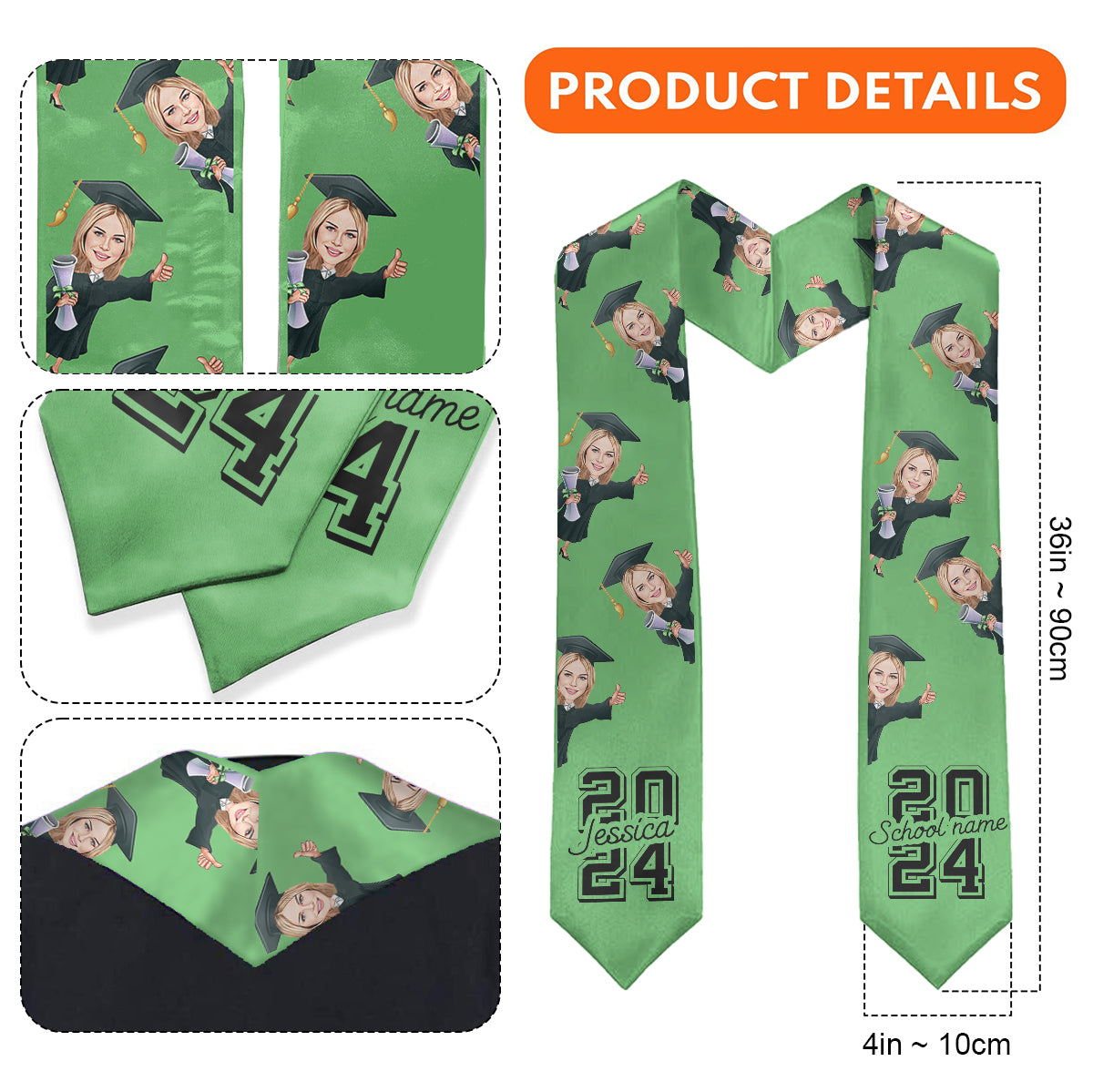 Caricature Funny Character - Personalized Graduation Graduation Stole