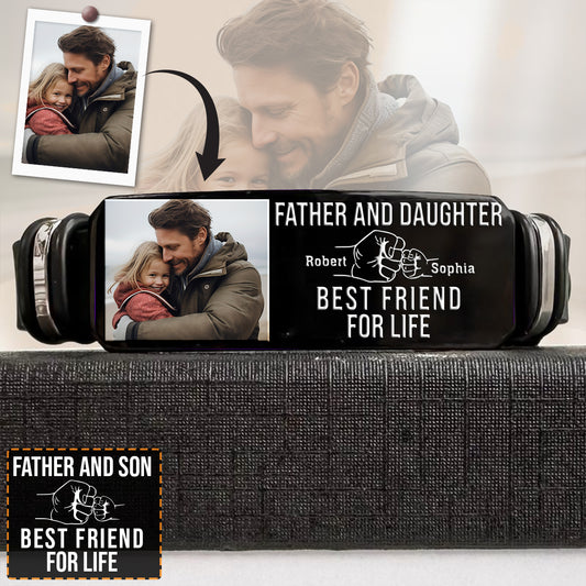 Vater & Tochter – Sohn, bester Freund fürs Leben – personalisiertes Armband mit Gravur für den Vater