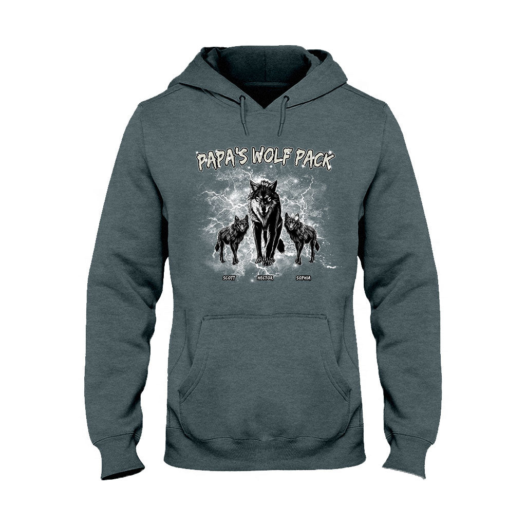 Papa's Wolf Pack Thunder Bootleg – Personalisiertes Vater-T-Shirt und Hoodie