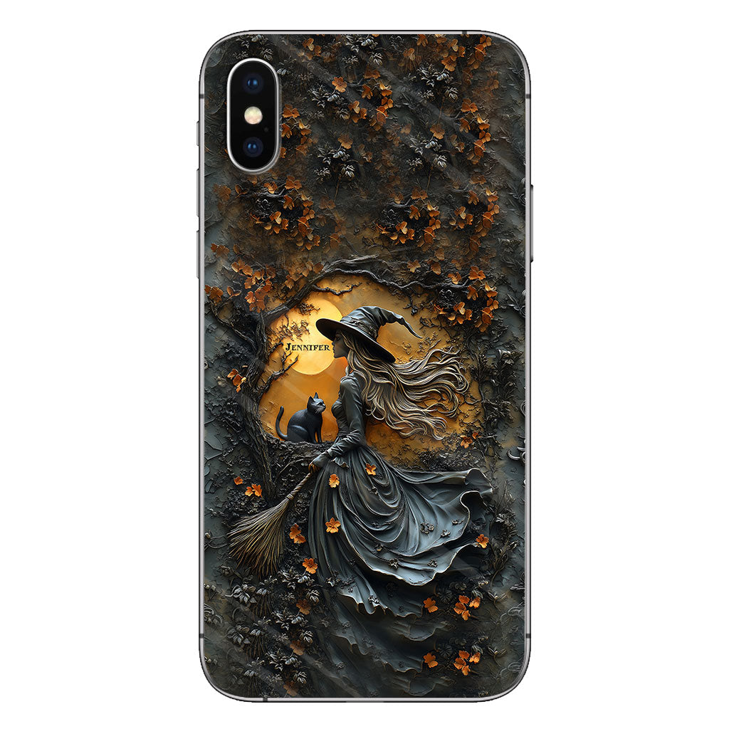 Wunderschöne Hexe & ihre schwarze Katze – personalisierte Hexen-Handyhülle