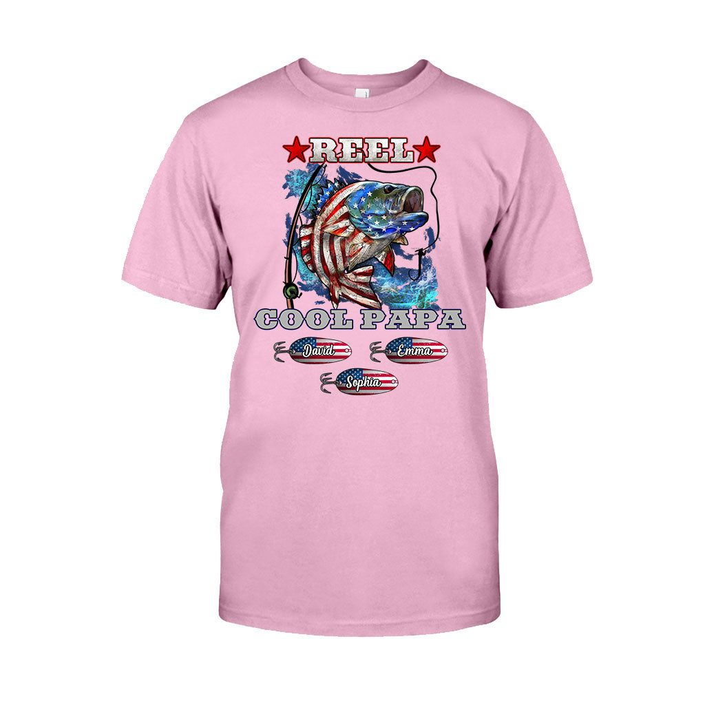 Reel Cool Papa Dad Uncle - Personalisiertes Angel-T-Shirt und Hoodie