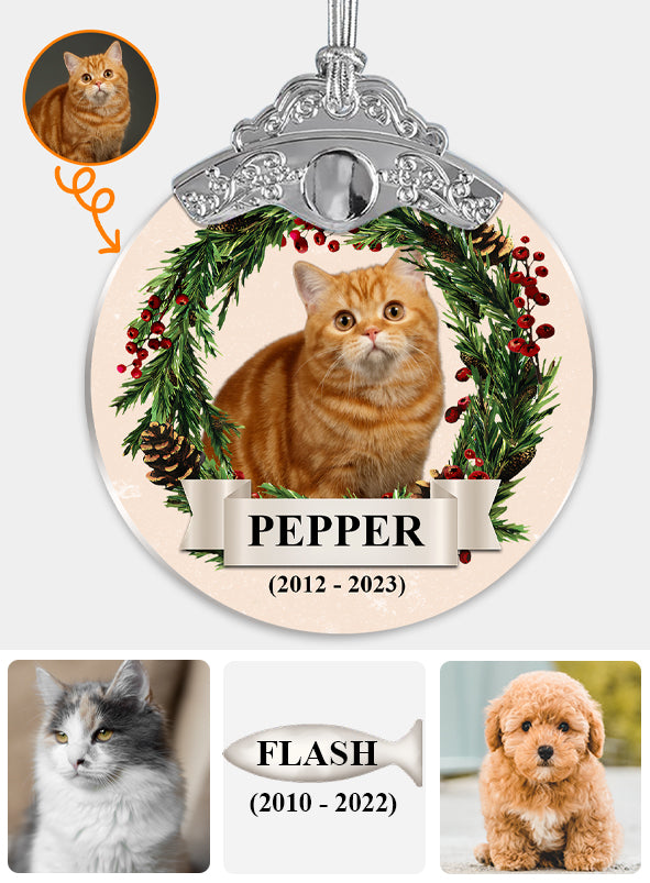 Personalisiertes Foto eines liebenswerten Haustiergesichts – Vintage-Katzenornament