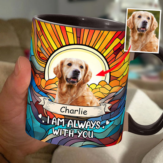 Ich bin immer bei dir – Personalisierte Tasse mit Hundemotiv