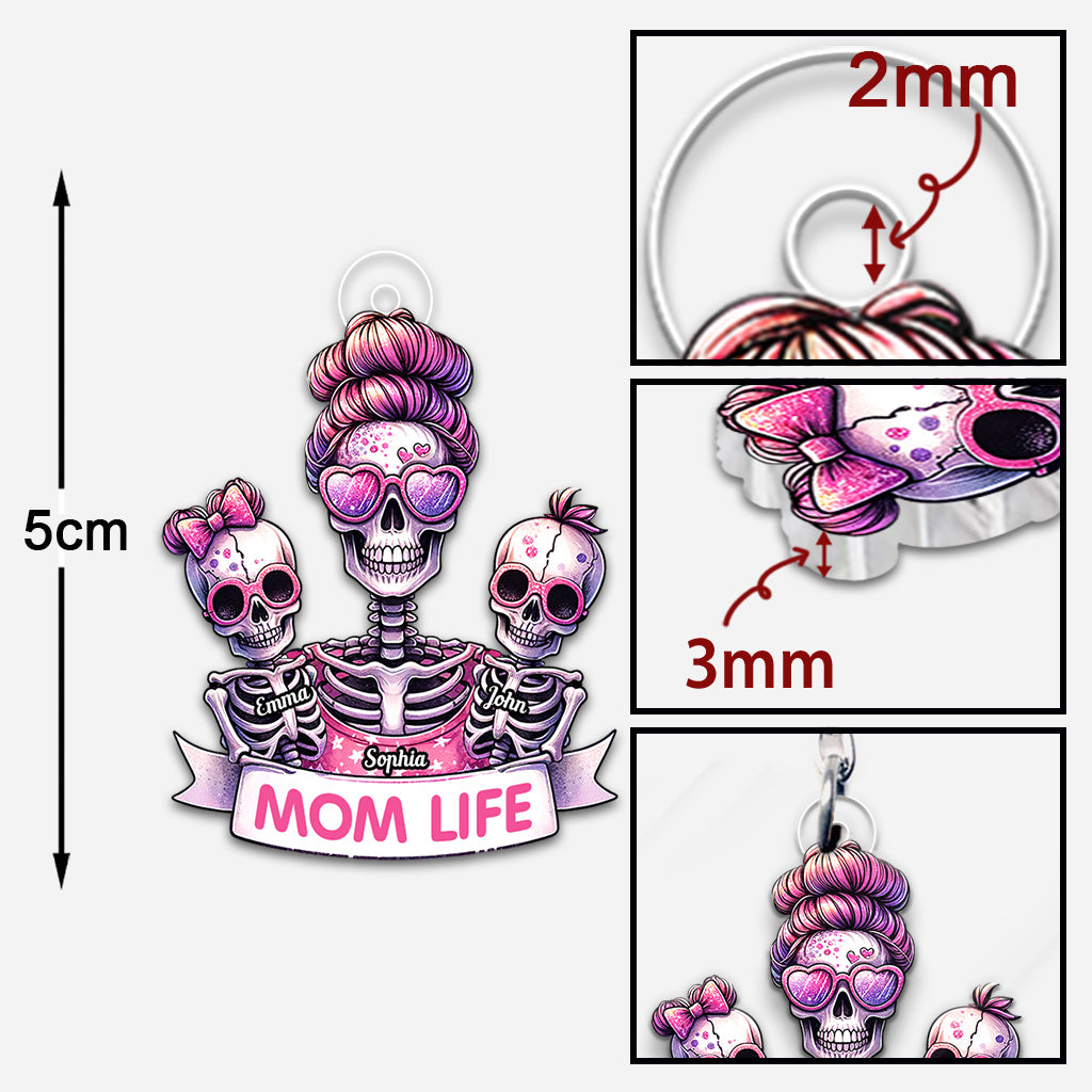 Mom Life - Personalized Skull Custom Shaped Keychain