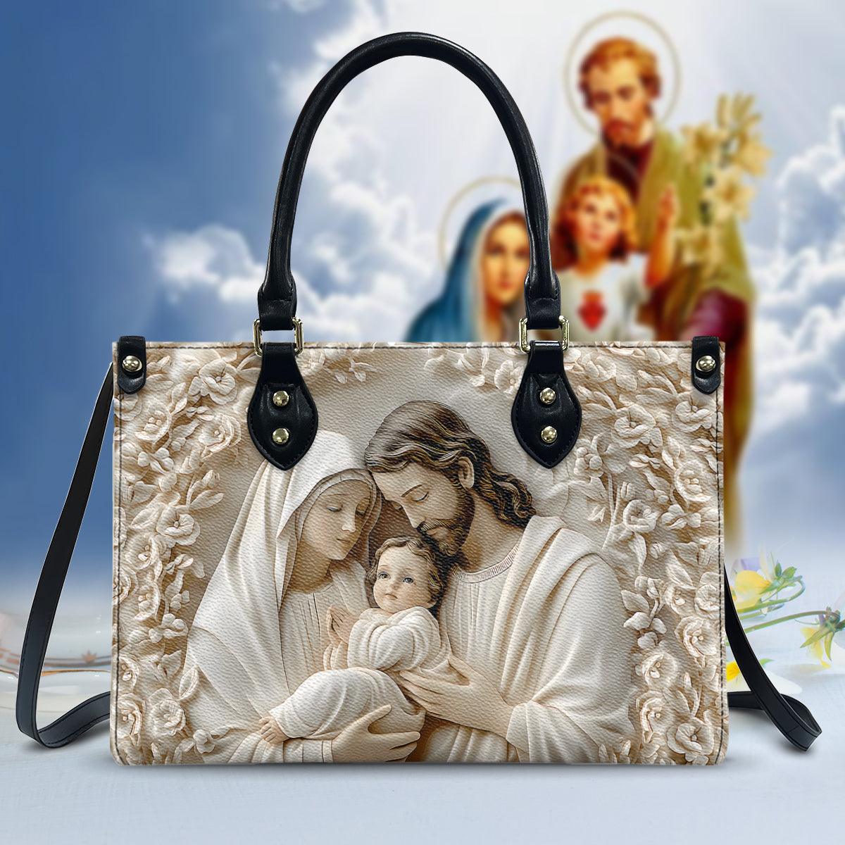 Die Heilige Familie – Christliche Lederhandtasche