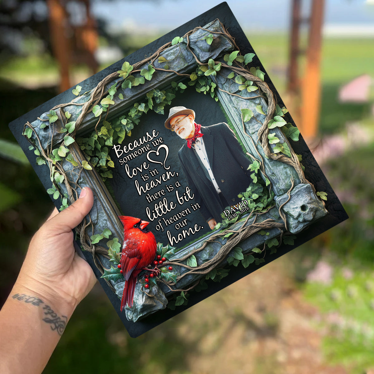 Du hast mir wunderschöne Erinnerungen hinterlassen – personalisierter Gedenkstein in quadratischer Form