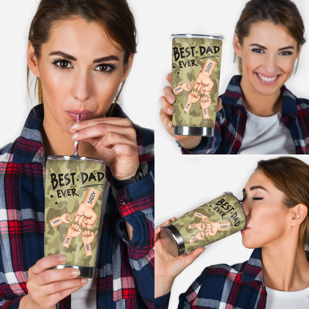 „Bester Papa aller Zeiten“ – personalisierter Vaterbecher im Camouflage-Muster