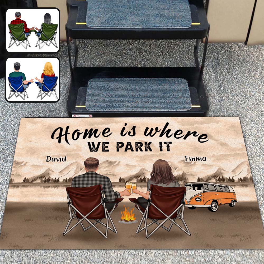 Zuhause ist, wo wir parken – Personalisierte Camping-Fußmatte