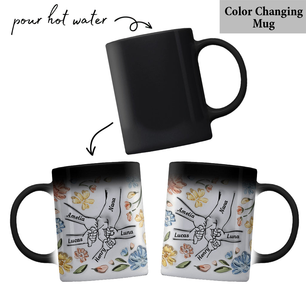 Mamas liebevolle Hände haltend - Personalisierte Muttertasse