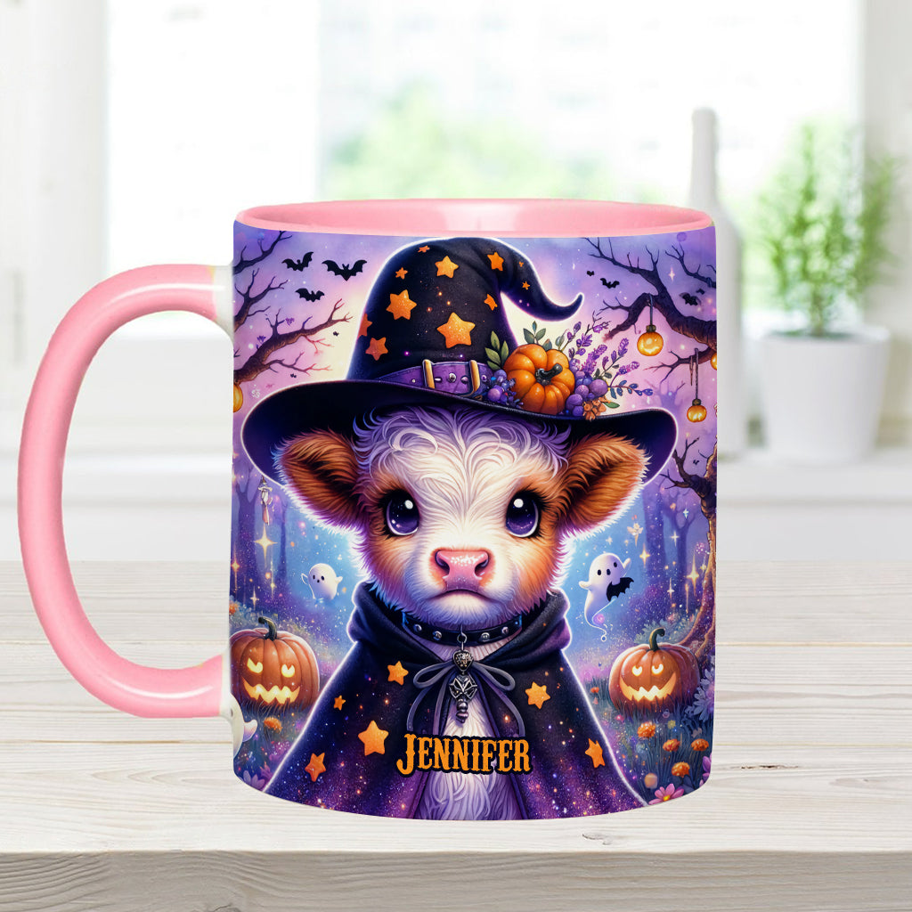 Baby Highland Cow Witch Halloween - Personalisierter Akzentbecher