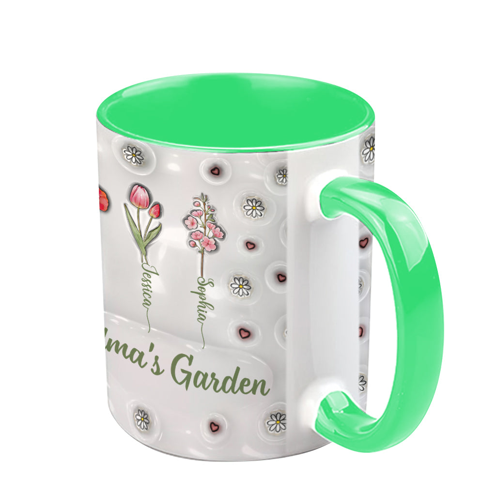 Geburtsmonatsblumen aus Omas Garten – Personalisierte Tasse mit Oma-Motiv