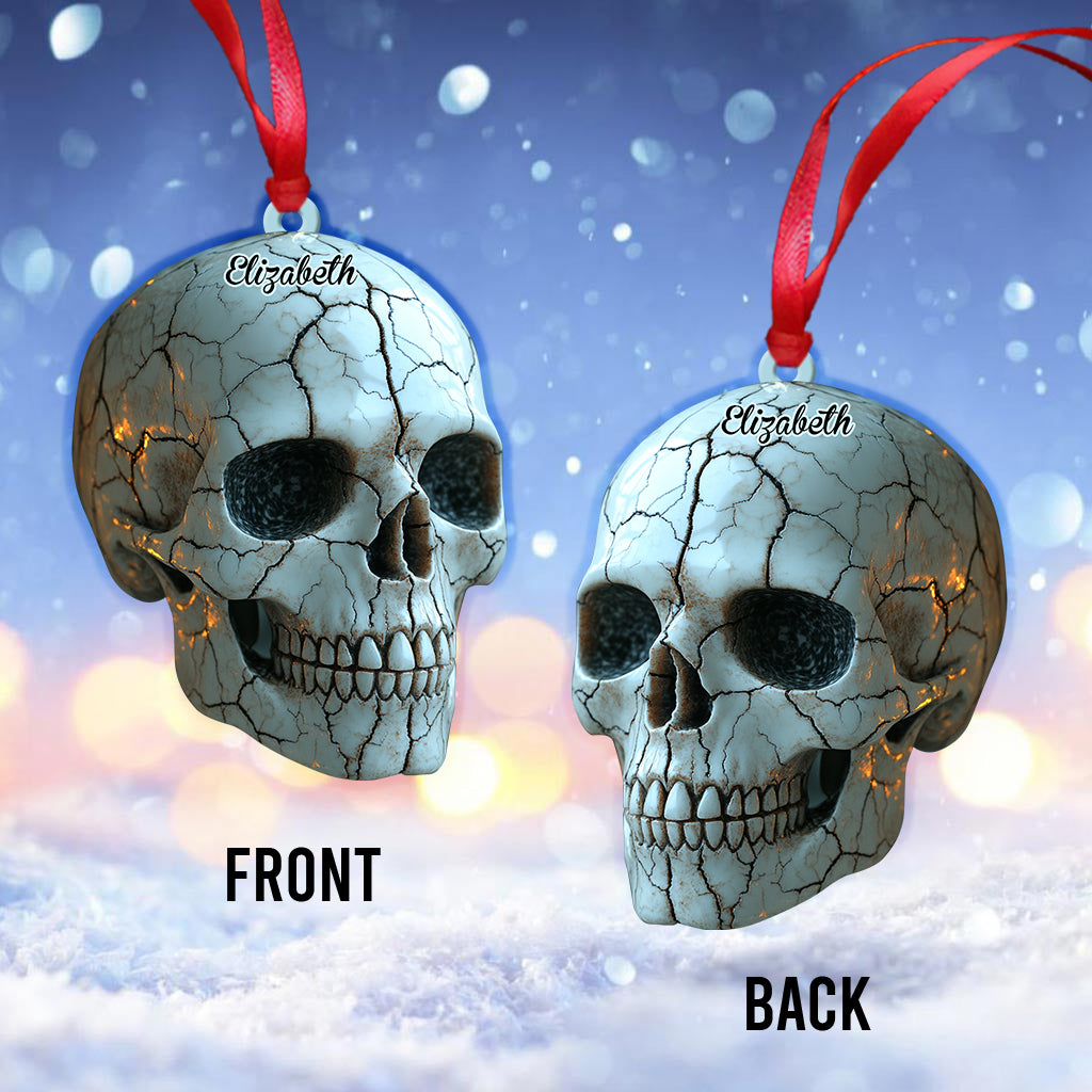 Stunning White Skull - Personalized Skull Ornament