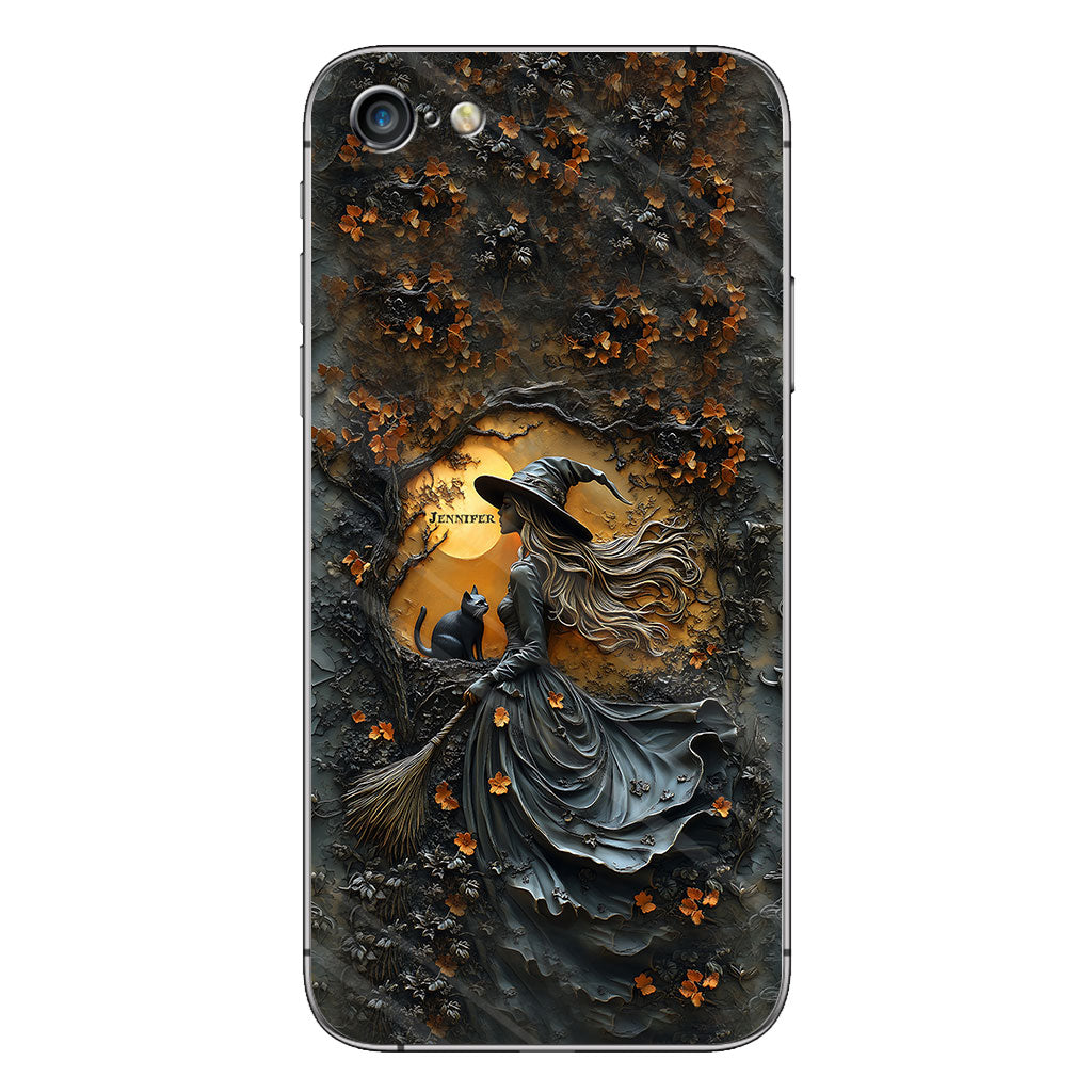 Wunderschöne Hexe & ihre schwarze Katze – personalisierte Hexen-Handyhülle